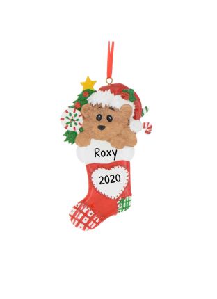 Personalized Bear Stocking Christmas Tree Ornament