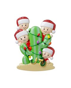 Personalized Cactus Family of 4 Christmas Tree Ornament