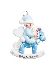 Personalized Baby's 1st Christmas Rocking Pony Tree Ornament Male