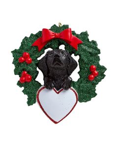 Personalized Black Lab with Wreath Ornament