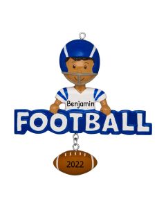 Personalized African AmericanFootball Christmas Tree Ornament Male  