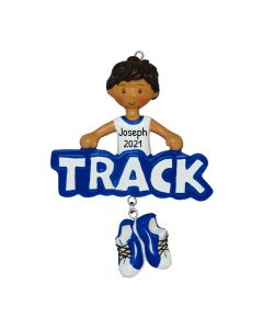 Personalized African American Track Christmas Tree Ornament Male