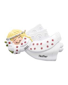 Personalized Flying Angel Christmas Tree Ornament Red