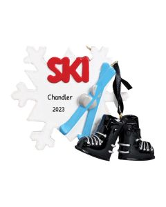 Personalized Ski Snowflake Ornament 
