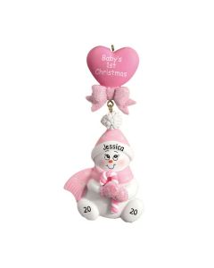 Personalized Candy Cane Baby's 1st Christmas Tree Ornament Female
