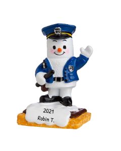 Personalized Marshmallow Policeman Christmas Tree Ornament 