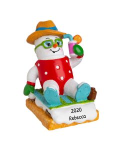 Personalized Marshmallow Female Vacationer Christmas Tree Ornament
