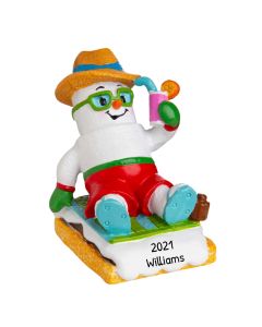 Personalized Marshmallow Vacationer Male Christmas Tree Ornament