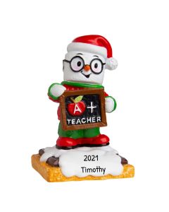 Personalized Marshmallow Teacher Christmas Tree Ornament 