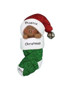 Personalized Baby's First Christmas Tree Ornament African American