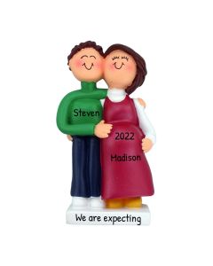 Personalized Pregnant Couple Christmas Tree Ornament 