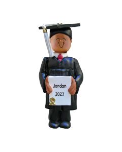 Personalized New Grad Boy Christmas Tree Ornament African American 