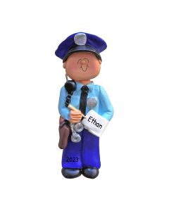 Personalized Police Officer Christmas Tree Ornament Male Caucasian Neutral 