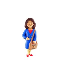 Personalized Business Person Christmas Tree Ornament Female Brunette