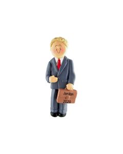 Personalized Business Person Christmas Tree Ornament Male Blonde