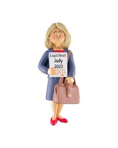 Personalized Lawyer Christmas Tree Ornament Female Blonde
