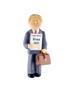 Personalized Lawyer Christmas Tree Ornament Male Blonde