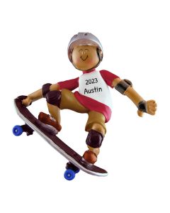 Personalized Skateboarder Boy Christmas Tree Ornament African American