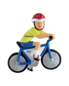 Personalized Bicycle Rider Christmas Tree Ornament Male