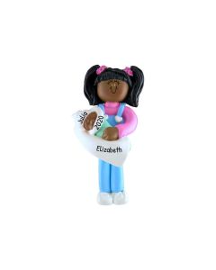 Personalized Big Sister Christmas Tree Ornament African American Brunette