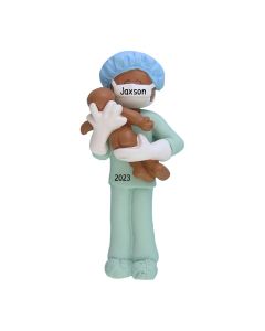Personalized Obstetrician Midwife New Father Christmas Tree Ornament African American