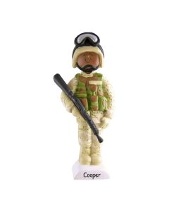 Personalized Soldier Christmas Tree Ornament African American