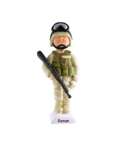 Personalized Soldier Christmas Tree Ornament Caucasian