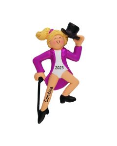 Personalized Tap Dancer Christmas Tree Ornament Female Blonde