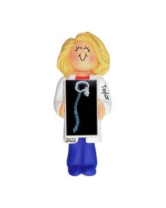 Personalized Chiropractor Christmas Tree Ornament Blonde Female