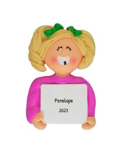 Personalized Lost a Tooth Christmas Tree Ornament Female Blonde