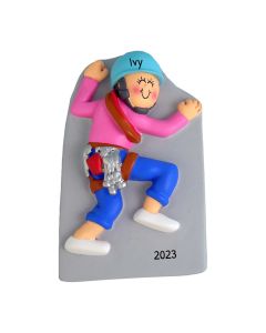 Personalized Rock Climber Christmas Tree Ornament Female Neutral Pink