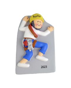 Personalized Rock Climber Christmas Tree Ornament Male Neutral White