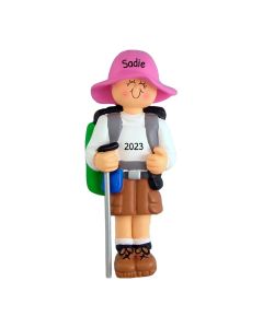 Personalized Hiker Christmas Tree Ornament Neutral Pink