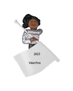 Personalized Flag Girl Christmas Tree Ornament Brunette African American