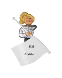 Personalized Flag Girl Christmas Tree Ornament Blonde Caucasian