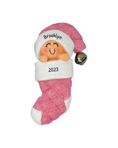 Personalized Baby's First Christmas Tree Ornament Female Caucasian