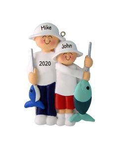 Personalized Fishing Couple Friends Christmas Tree Ornament Male