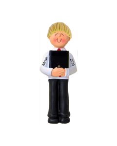 Personalized First Communion Bible Christmas Tree Ornament Male Blonde