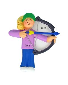 Personalized Archery Christmas Tree Ornament Female Blonde