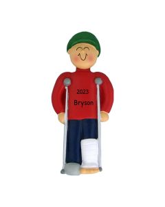 Personalized Crutches Christmas Tree Ornament Male Neutral