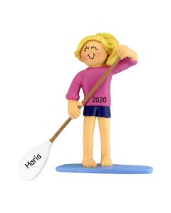Personalized Paddle Christmas Tree Ornament Female Blonde Pink