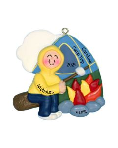 Personalized Camping Christmas Tree Ornament Male Red