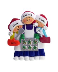 Personalized Baking Cookies Family of 3 Christmas Tree Ornament
