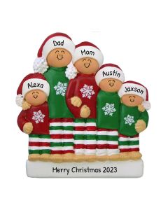 Personalized Ugly Sweater Pajamas Family of 5 Christmas Tree Ornament
