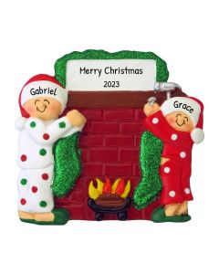 Personalized Hanging Stockings Family of 2 Christmas Ornament