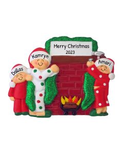 Personalized Hanging Stockings Family of 3 Christmas Ornament