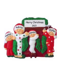 Personalized Hanging Stockings Family of 4 Christmas Ornament