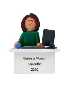 Personalized Female Computer User Christmas Tree Ornament