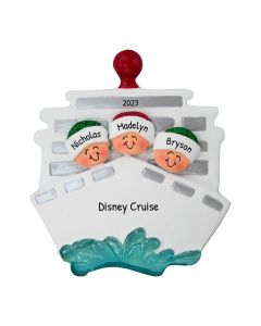 Personalized Cruise Family of 3 Christmas Tree Ornament 