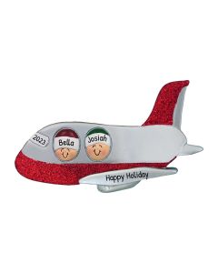 Personalized Airplane Family of 2 Christmas Tree Ornament